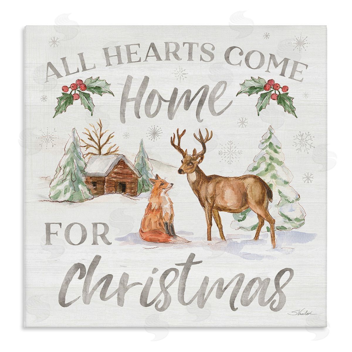 Silvia Vassileva Home For Christmas Phrase Canvas Wall Art Print