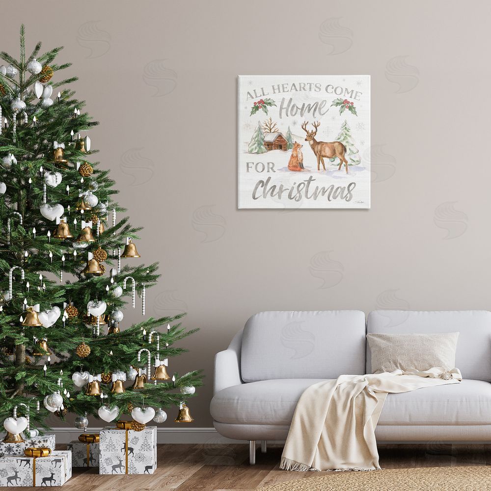 Silvia Vassileva Home For Christmas Phrase Canvas Wall Art Print in Room