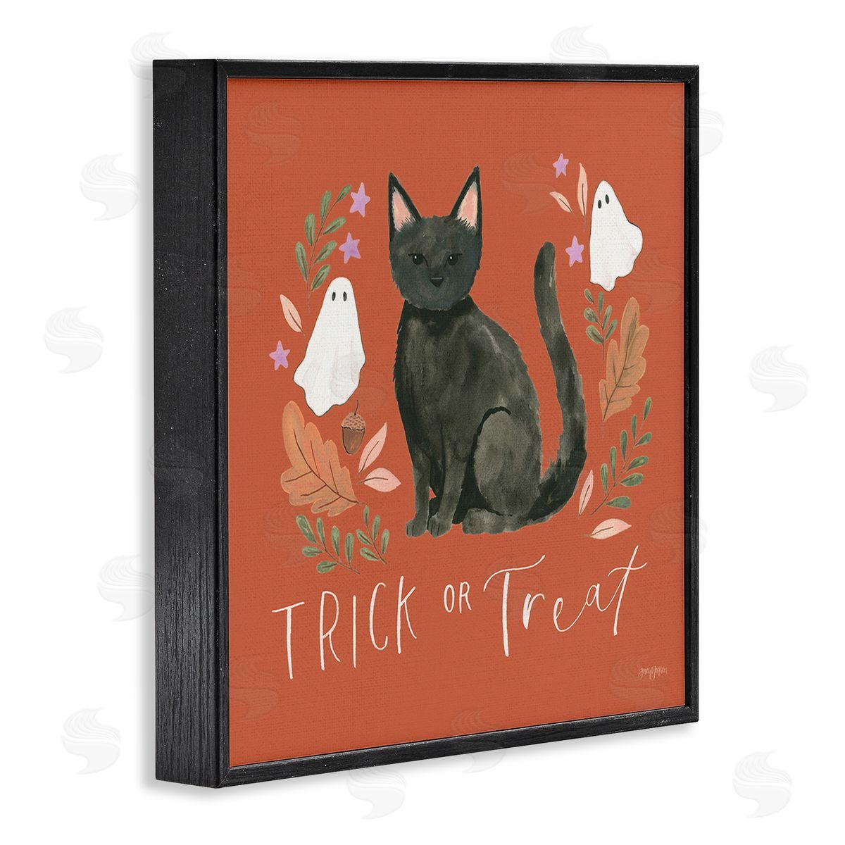 Jenaya Jackson Trick Or Treat Cat Black Framed Giclee Wall Art Print