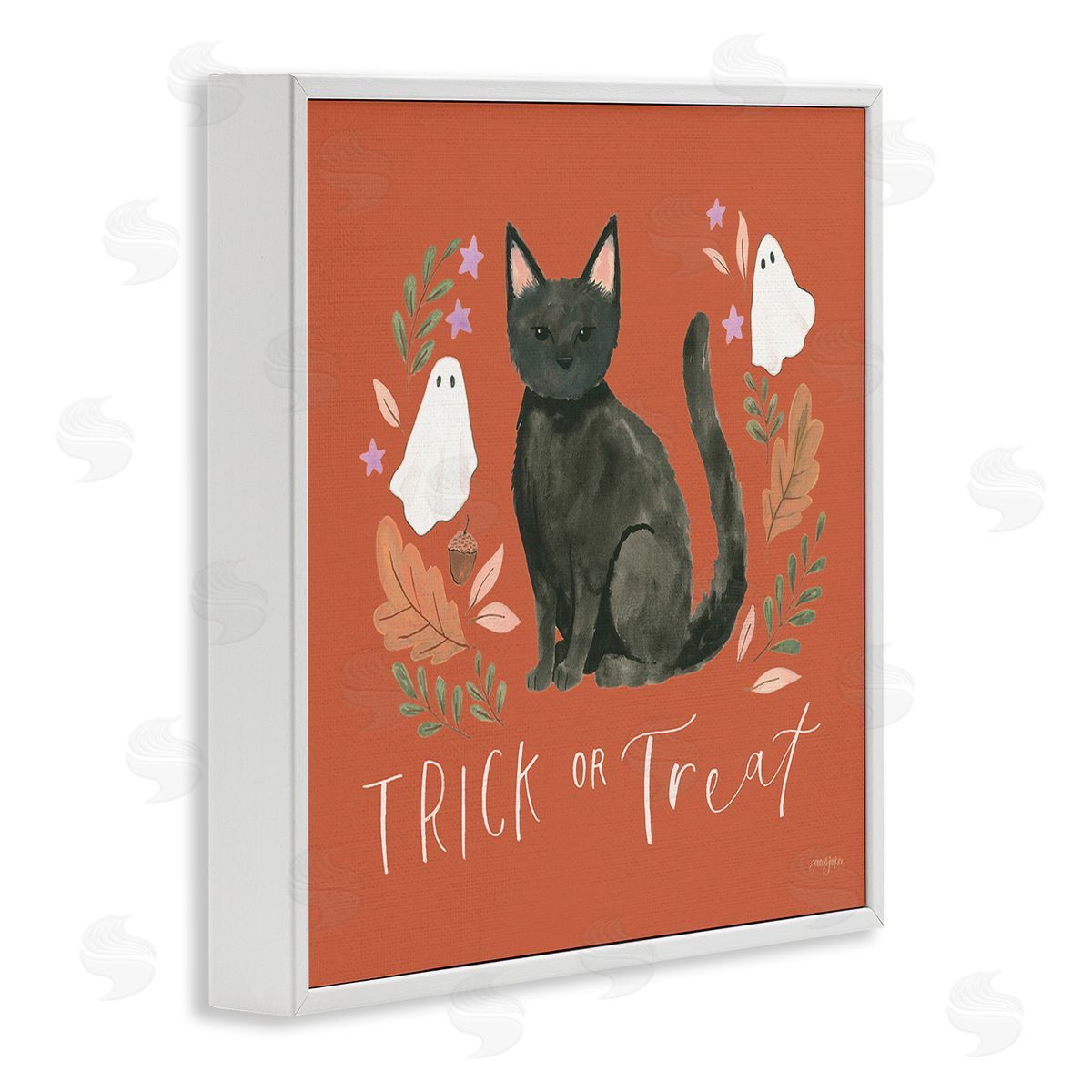 Jenaya Jackson Trick Or Treat Cat White Framed Giclee Wall Art Print