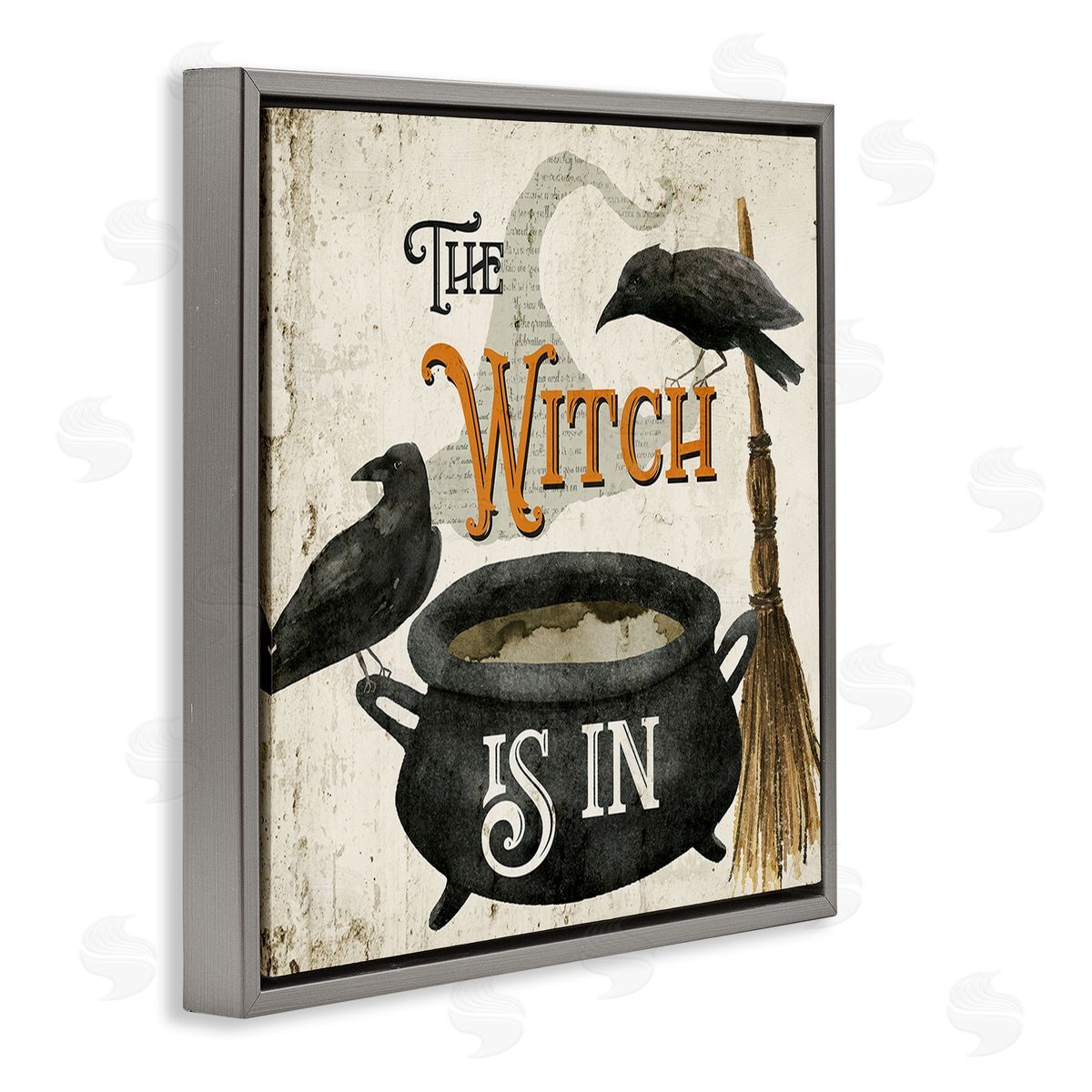 Deane Beesley Vintage Witch Is In Gray Floating Frame Canvas Wall Art Print