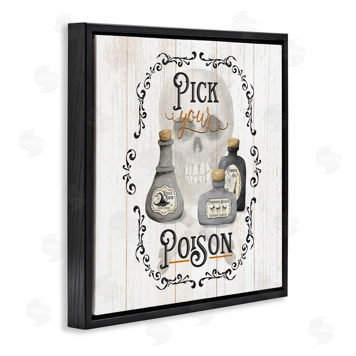 Deane Beesley Halloween Poison Jars Black Floating Frame Canvas Wall Art Print