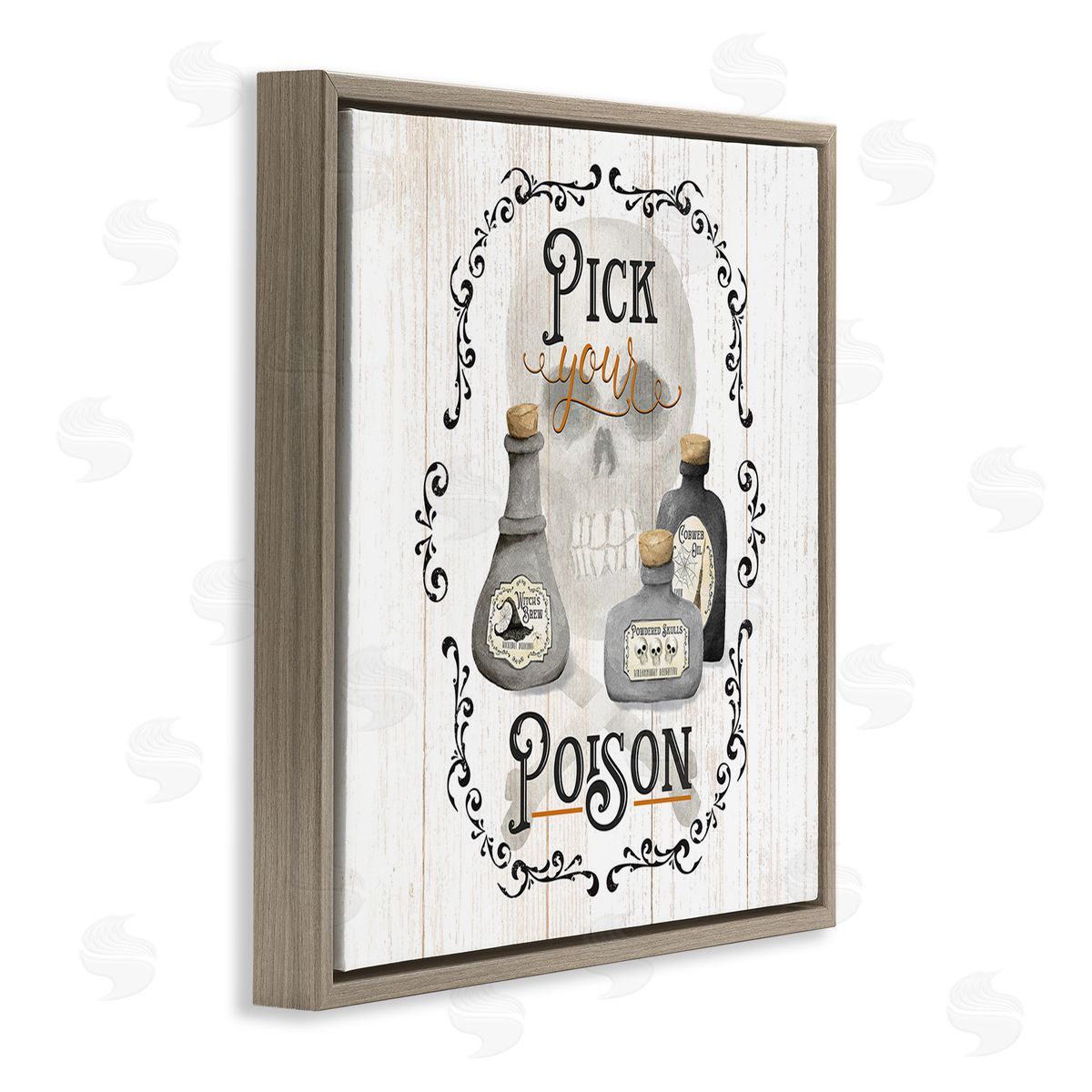 Deane Beesley Halloween Poison Jars Brown Floating Frame Canvas Wall Art Print