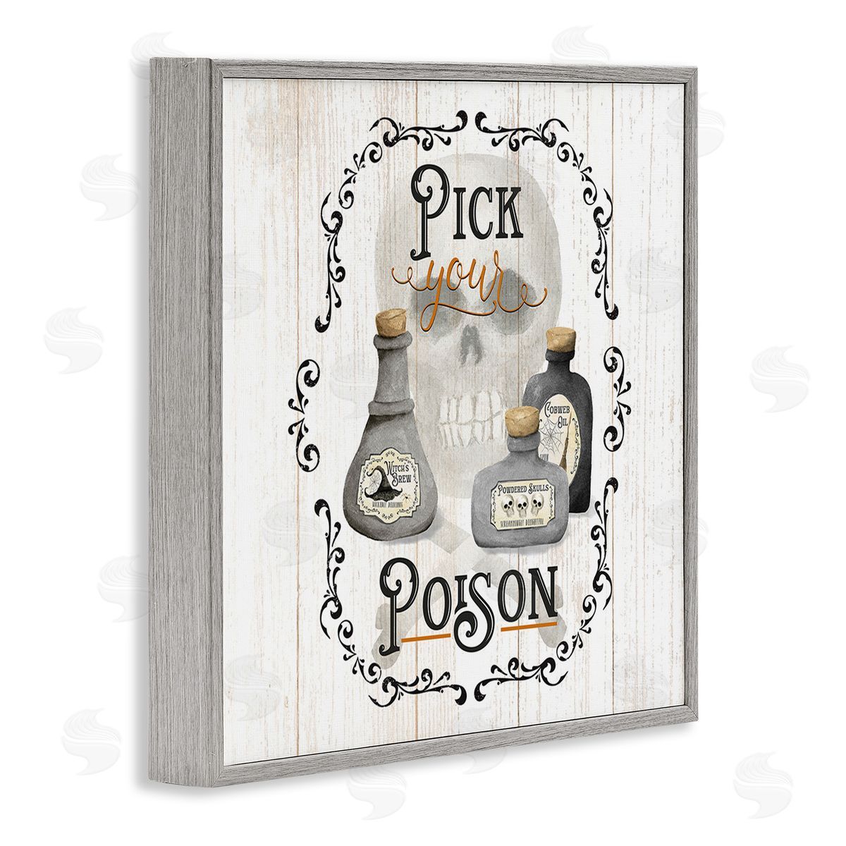 Deane Beesley Halloween Poison Jars Gray Framed Giclee Wall Art Print