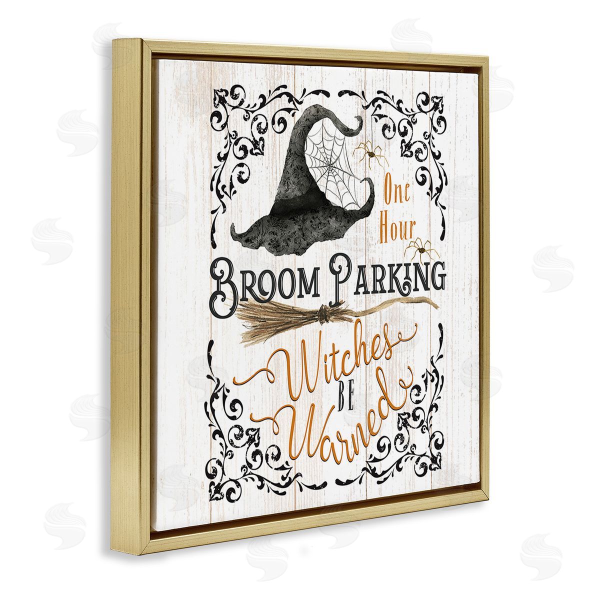 Deane Beesley Rustic Broom Parking Gold Floating Frame Canvas Wall Art Print
