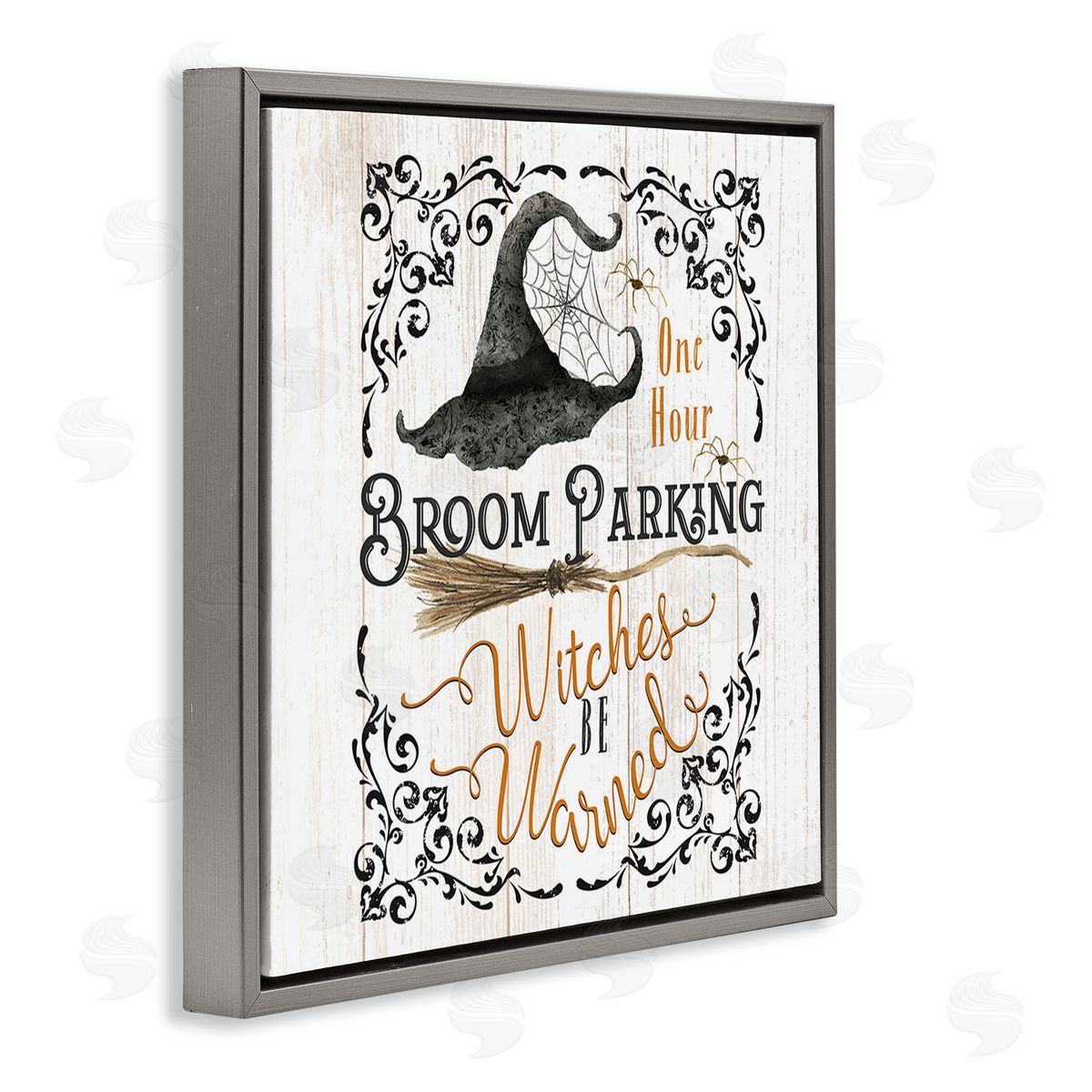 Deane Beesley Rustic Broom Parking Gray Floating Frame Canvas Wall Art Print