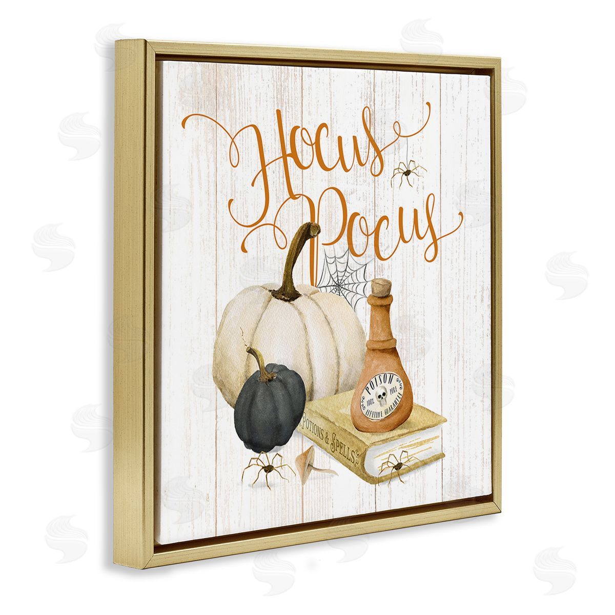 Deane Beesley Hocus Pocus Halloween Phrase Gold Floating Frame Canvas Wall Art Print