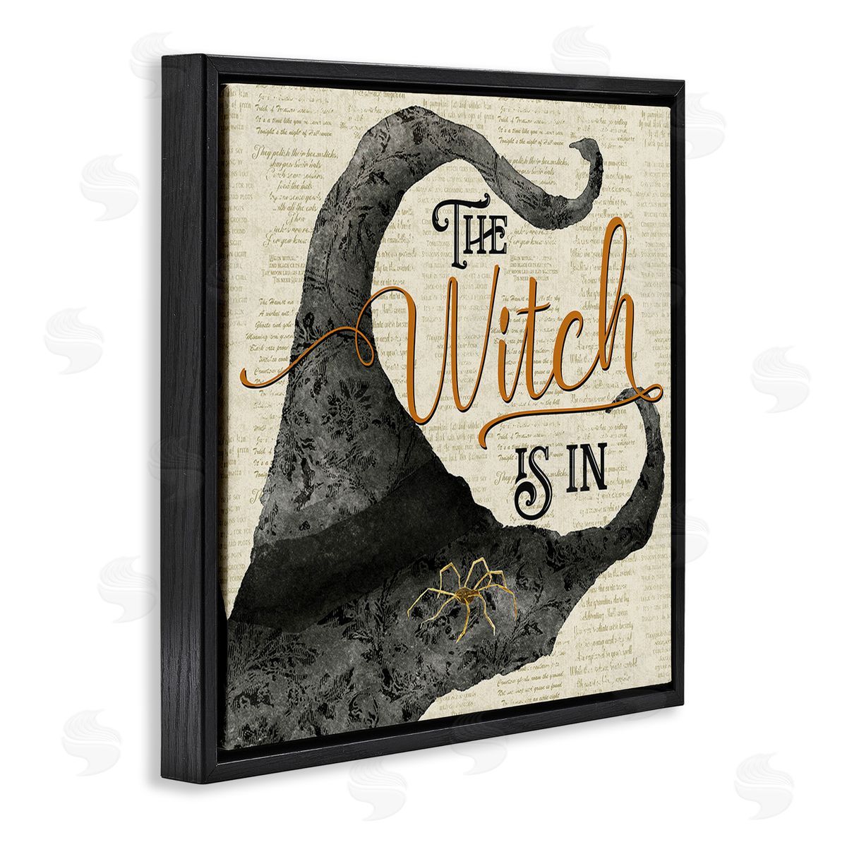 Deane Beesley Vintage Witch Hat Phrase Black Floating Frame Canvas Wall Art Print