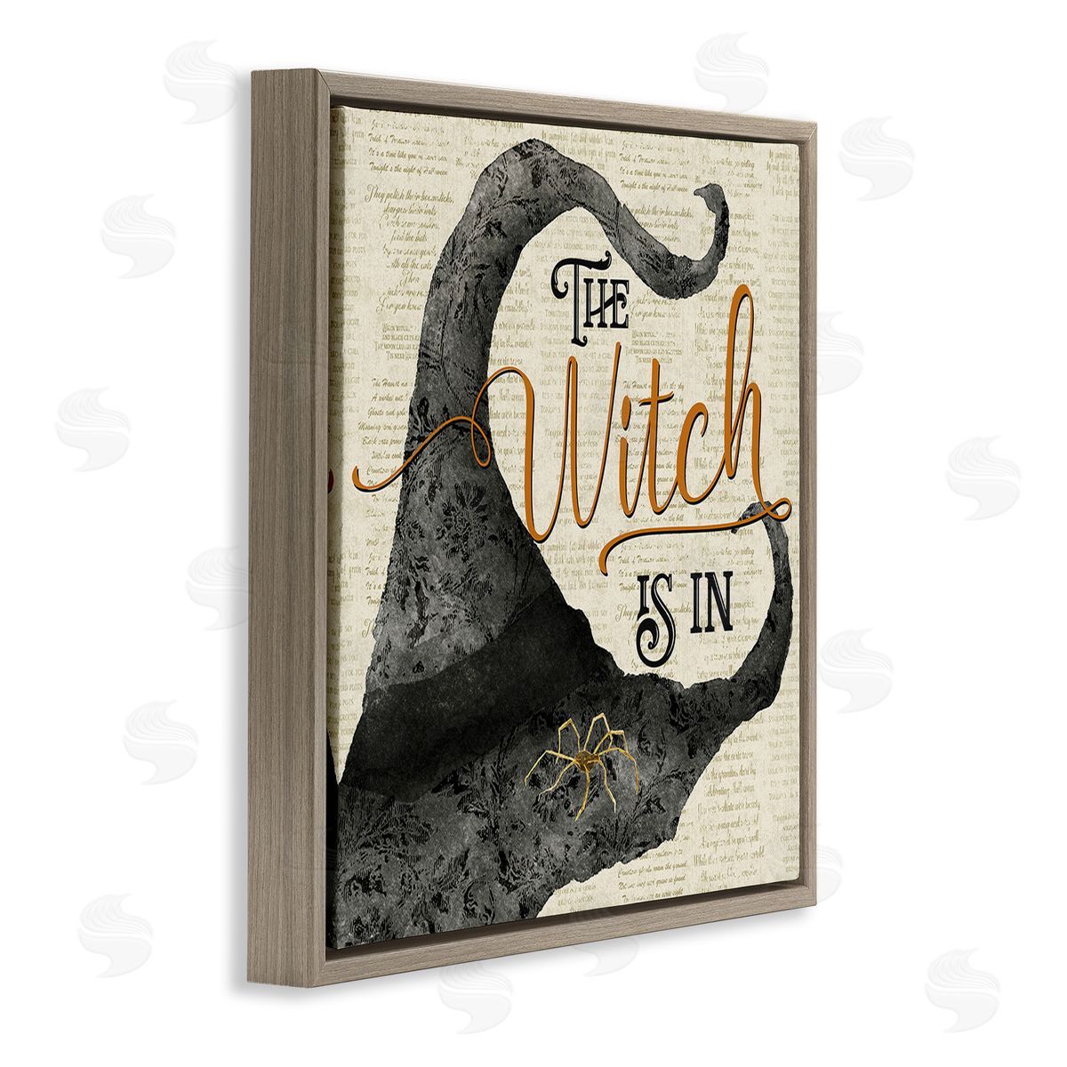 Deane Beesley Vintage Witch Hat Phrase Brown Floating Frame Canvas Wall Art Print