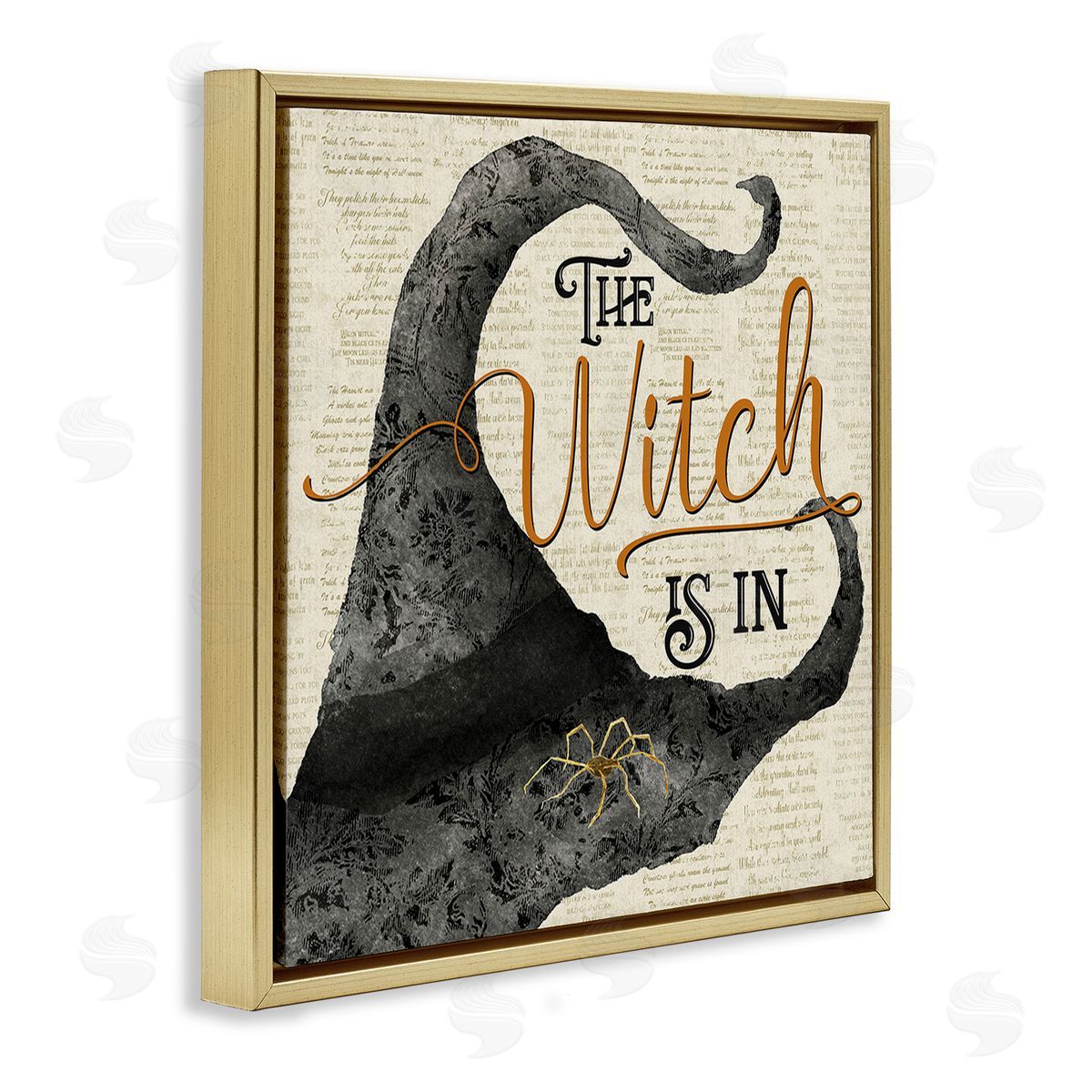 Deane Beesley Vintage Witch Hat Phrase Gold Floating Frame Canvas Wall Art Print