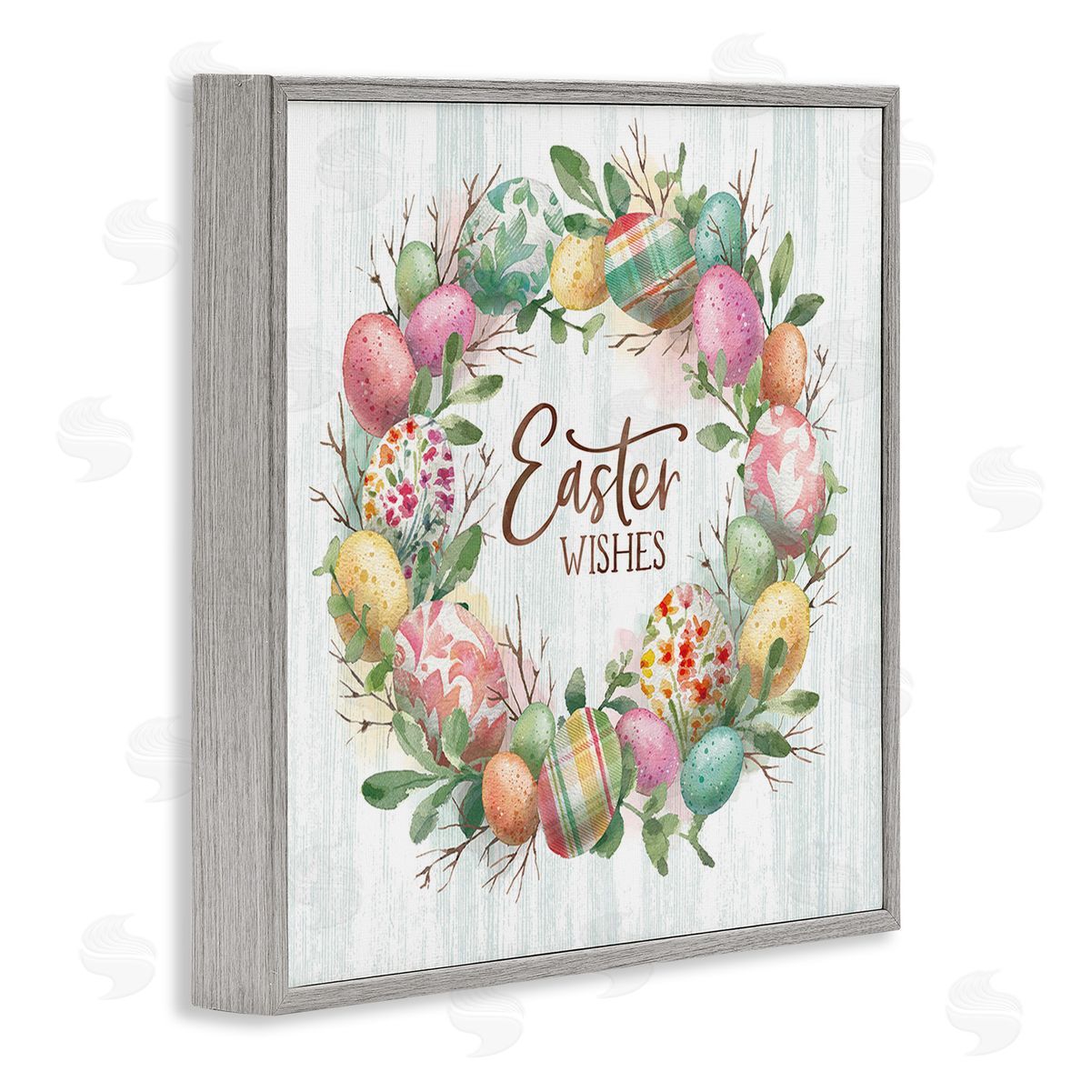 Courtney Morgenstern Easter Wishes Wreath Gray Framed Giclee Wall Art Print