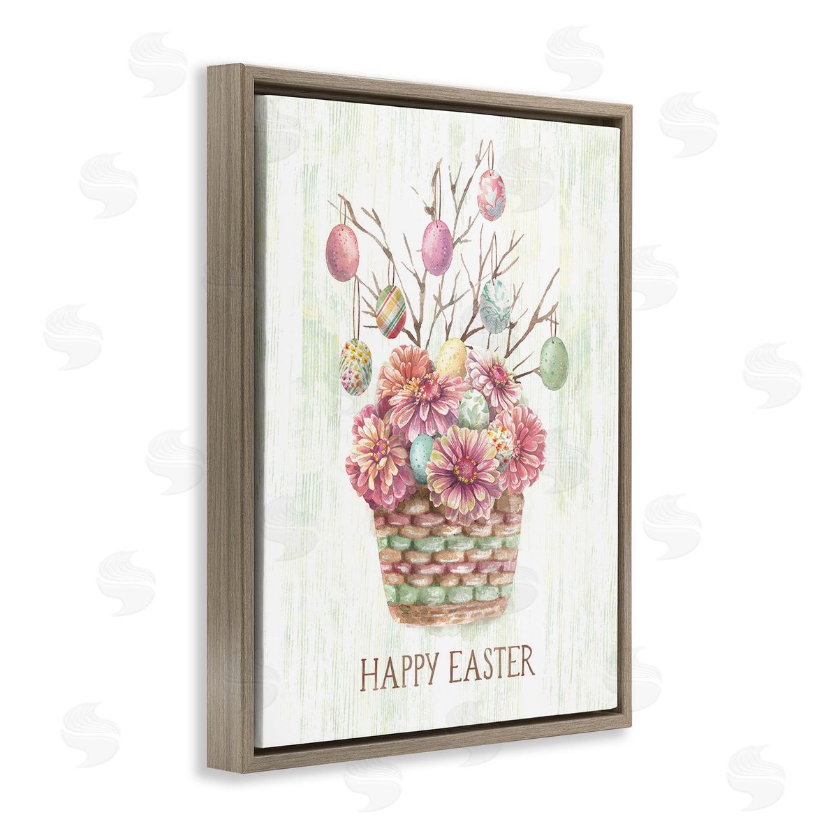 Courtney Morgenstern Happy Easter Bouquet Brown Floating Frame Canvas Wall Art Print