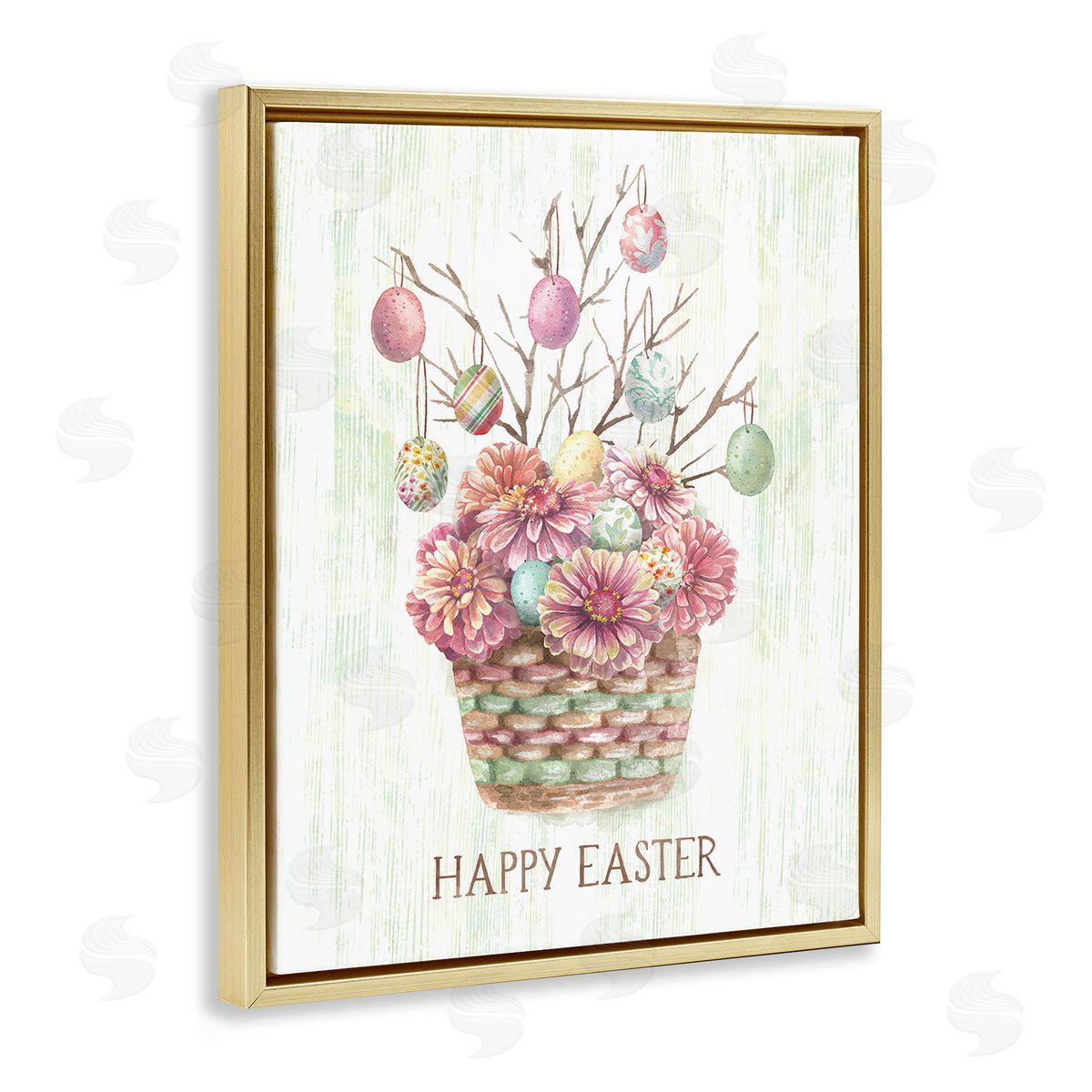 Courtney Morgenstern Happy Easter Bouquet Gold Floating Frame Canvas Wall Art Print