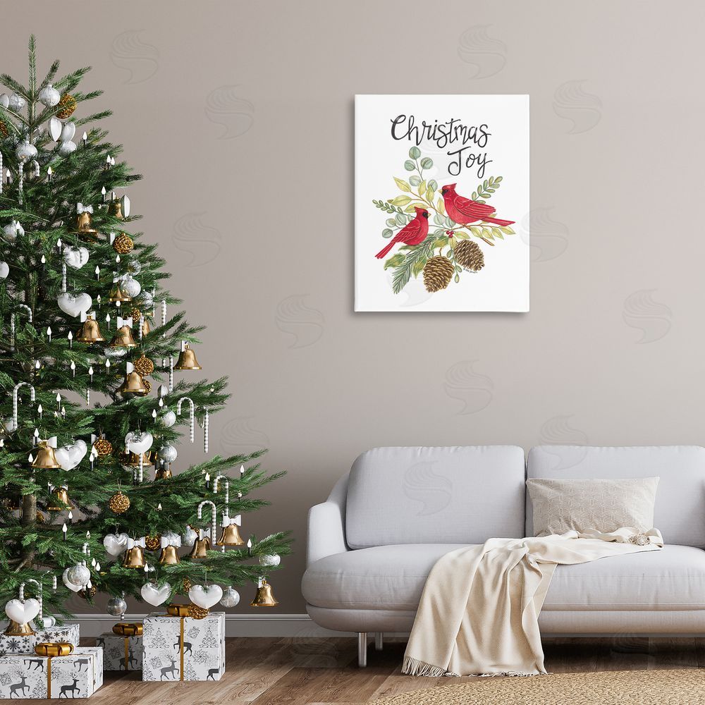 Deb Strain Christmas Joy Cardinals Canvas Wall Art Print in Room
