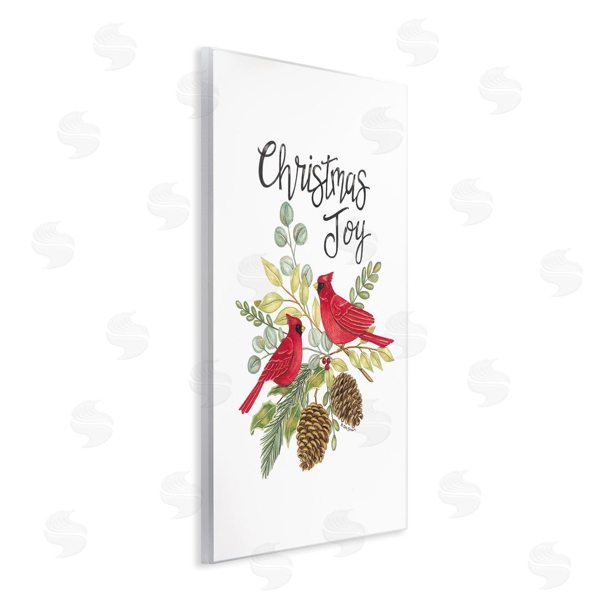 Deb Strain Christmas Joy Cardinals Wooden Wall Plaque Art Print