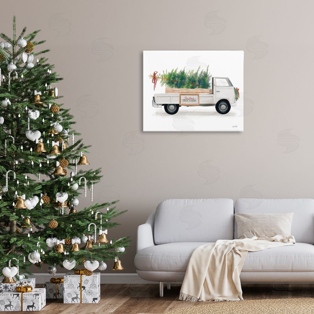 House Fenway Christmas Tree Farm Truck Canvas Wall Art Print in Room