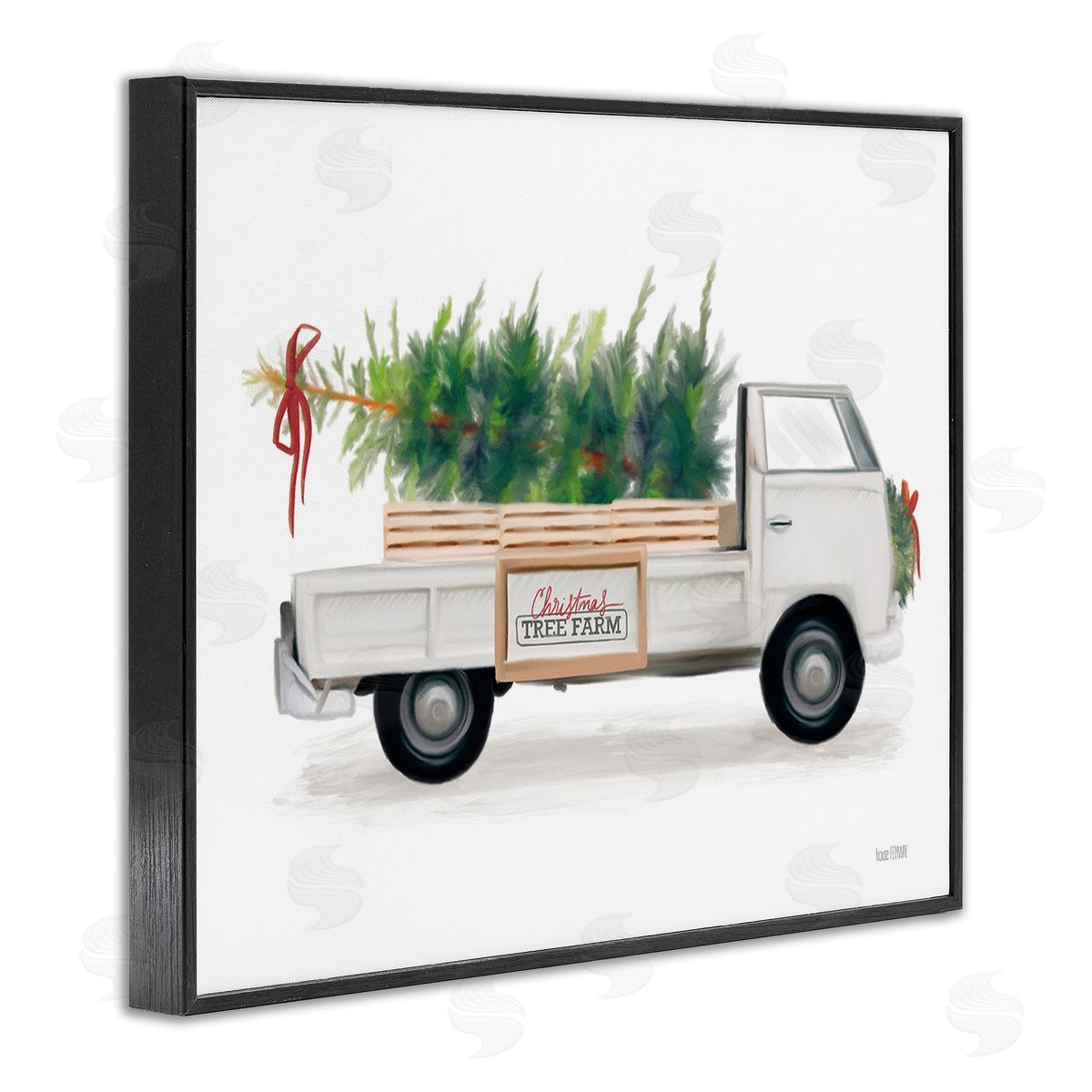 House Fenway Christmas Tree Farm Truck Black Framed Giclee Wall Art Print