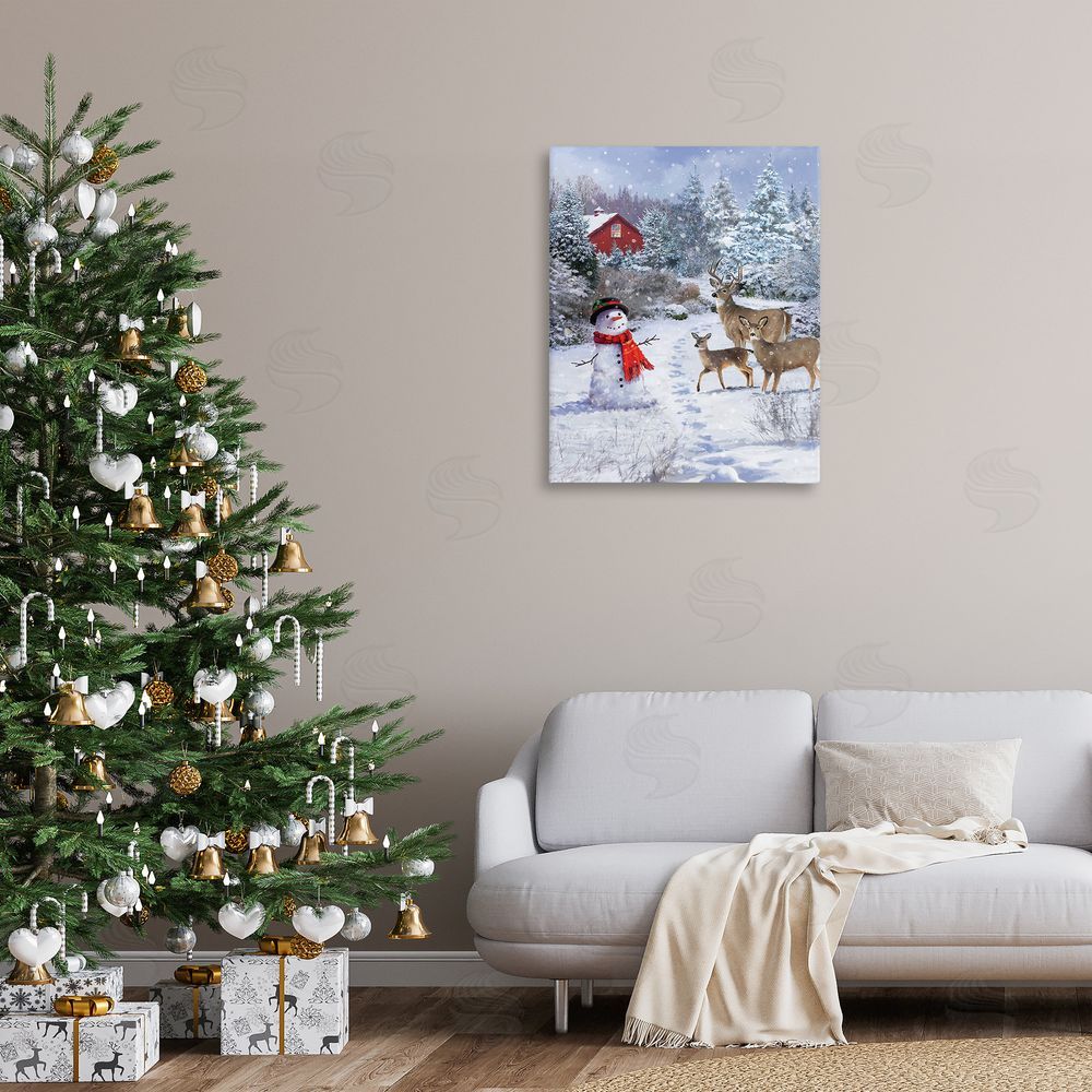 Jason Kirk Reindeer & Snowman Landscape Canvas Wall Art Print in Room
