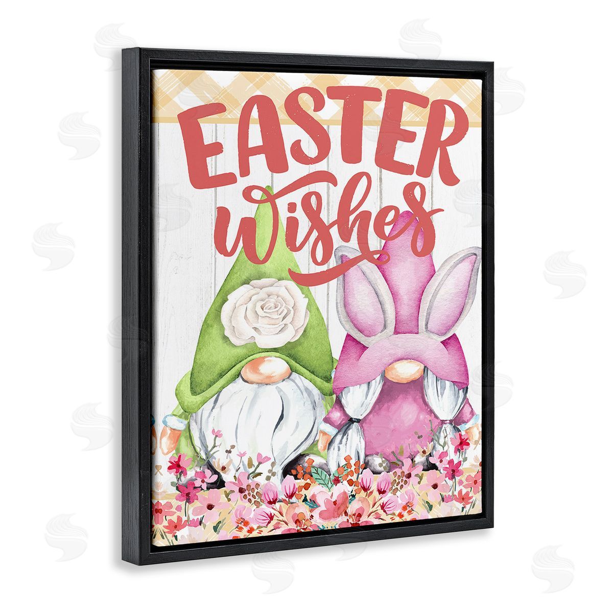 Kim Allen Easter Wishes Gnomes Black Floating Frame Canvas Wall Art Print