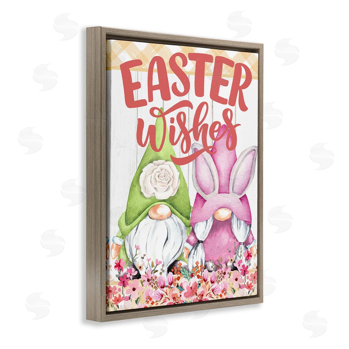 Kim Allen Easter Wishes Gnomes Brown Floating Frame Canvas Wall Art Print
