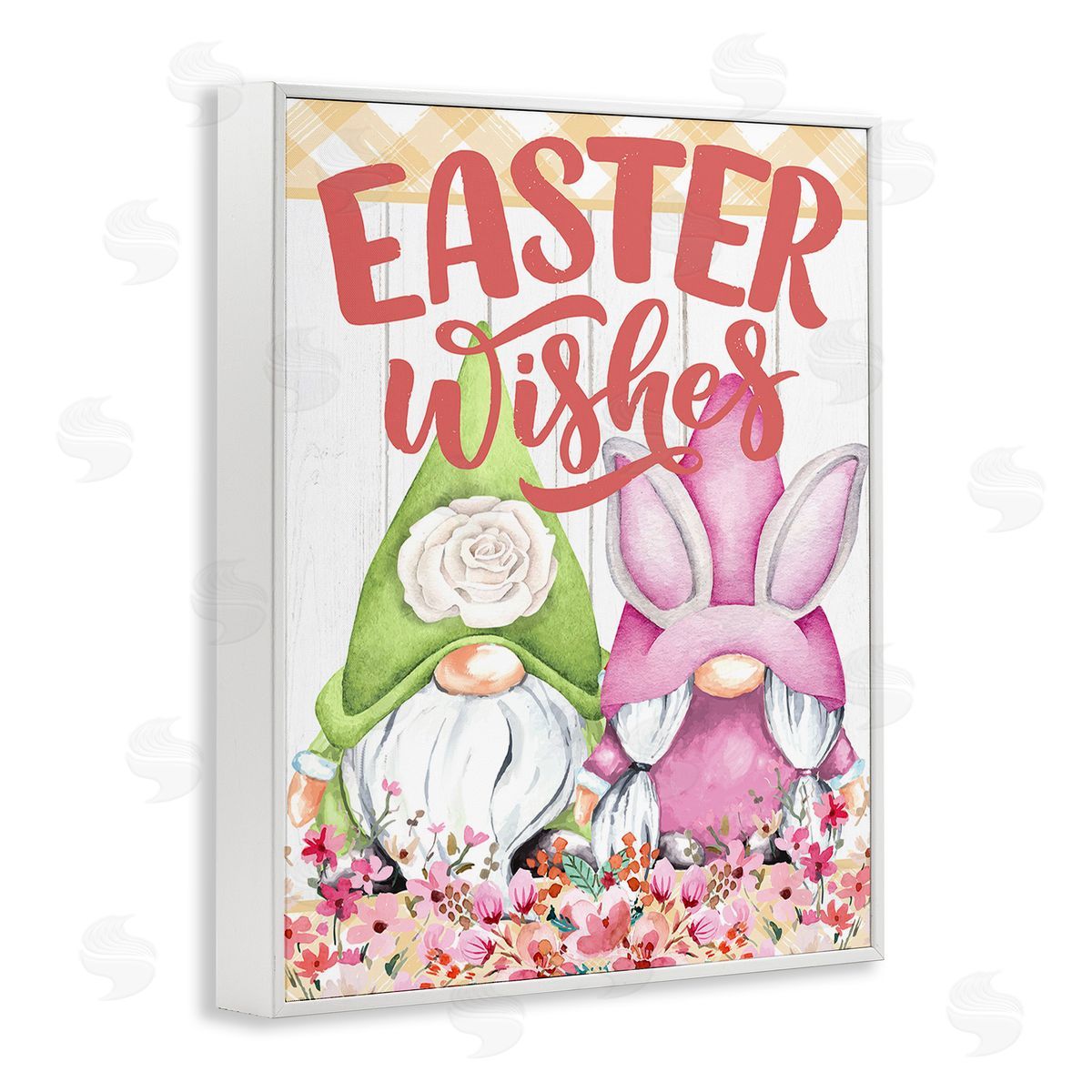 Kim Allen Easter Wishes Gnomes White Framed Giclee Wall Art Print