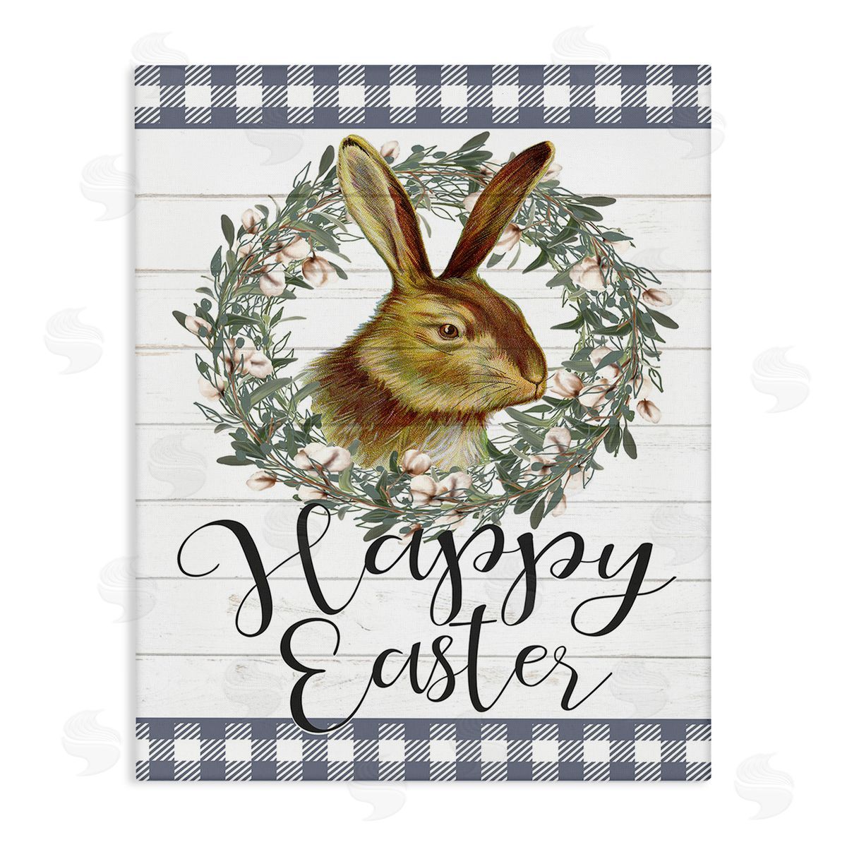 Kim Allen Easter Bunny Wreath Phrase Canvas Wall Art Print