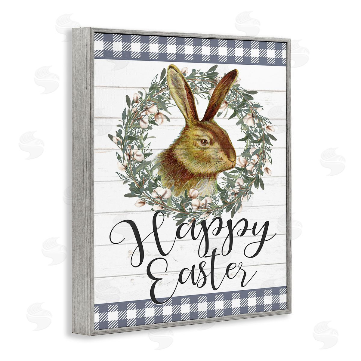 Kim Allen Easter Bunny Wreath Phrase Gray Framed Giclee Wall Art Print