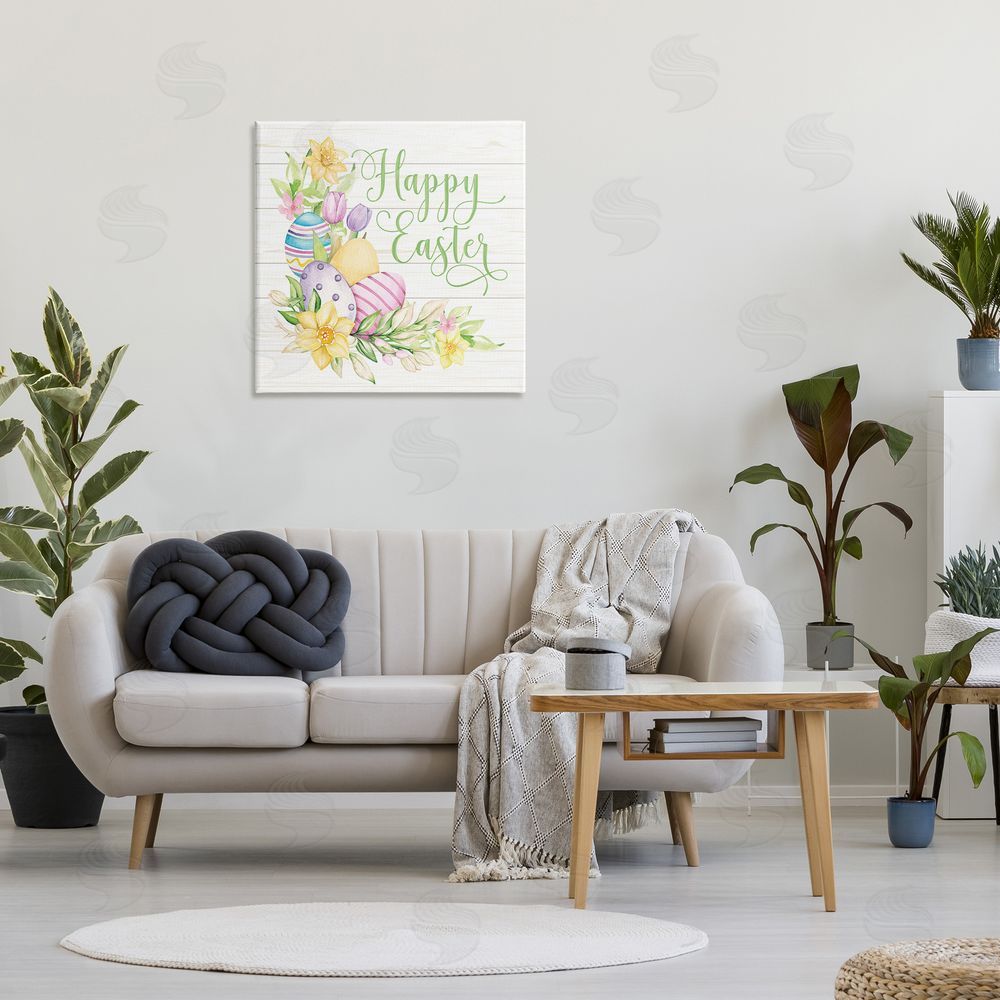 Mollie B. Happy Easter Daffodils Canvas Wall Art Print in Room