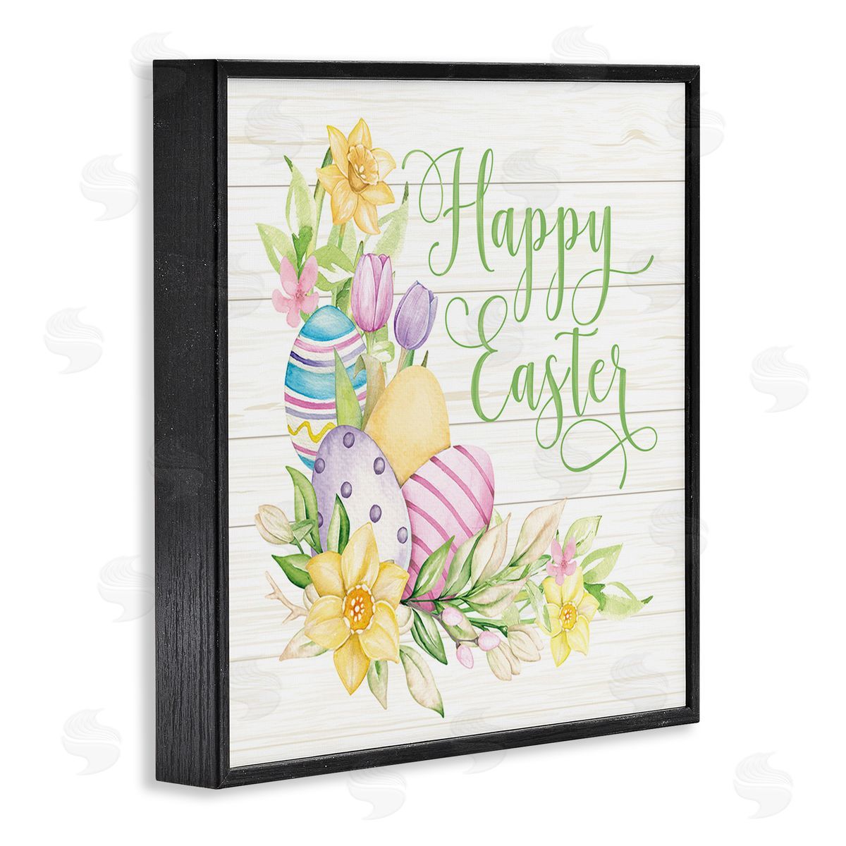 Mollie B. Happy Easter Daffodils Black Framed Giclee Wall Art Print