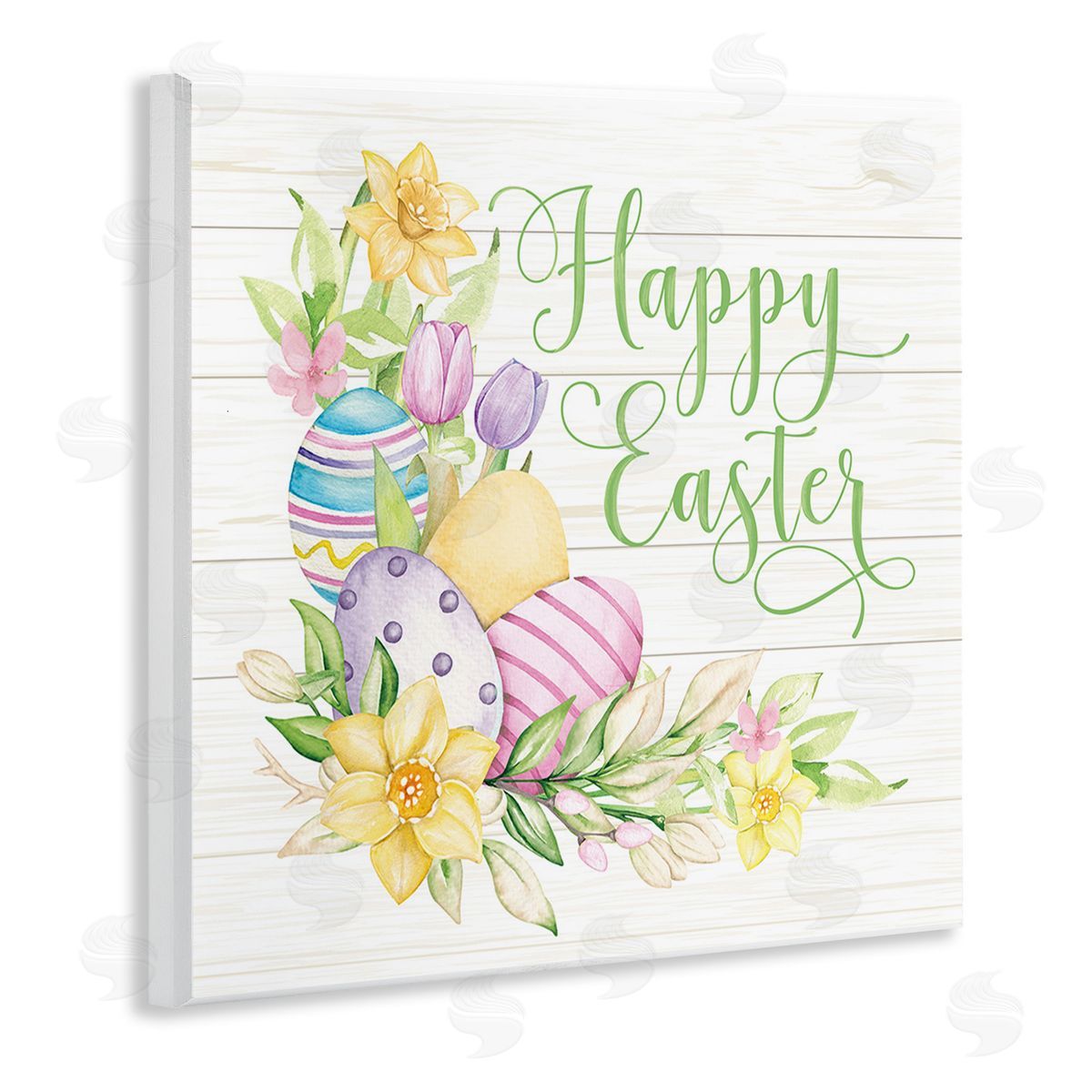Mollie B. Happy Easter Daffodils Wooden Wall Plaque Art Print