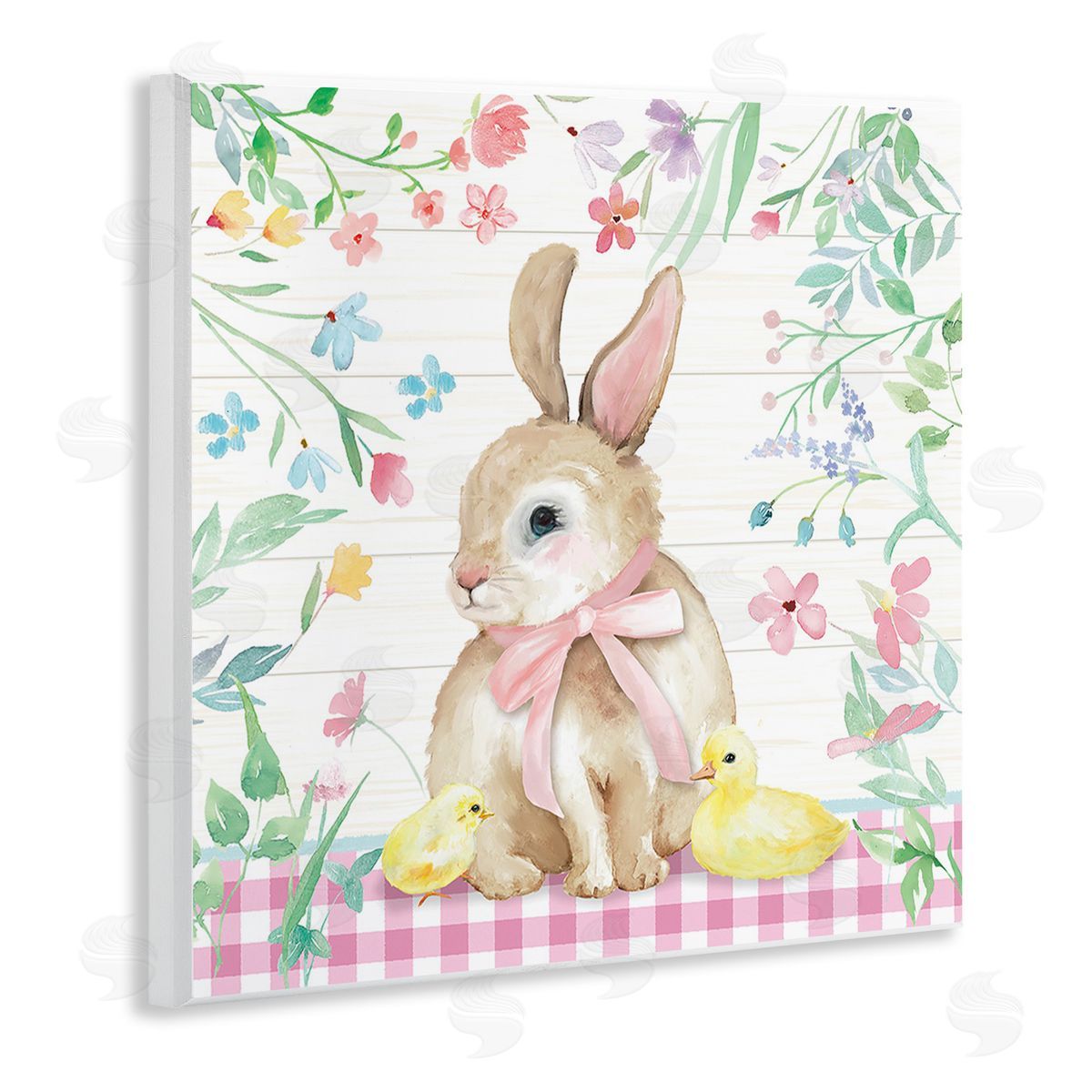 Mollie B. Easter Bunny & Chicks Wooden Wall Plaque Art Print