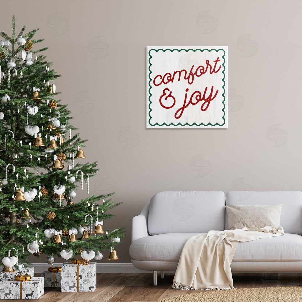Stupell Studio Comfort & Joy Phrase Canvas Wall Art Print in Room