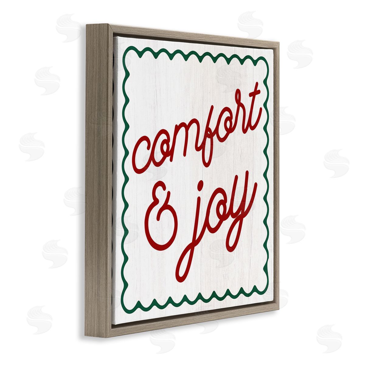 Stupell Studio Comfort & Joy Phrase Brown Floating Frame Canvas Wall Art Print