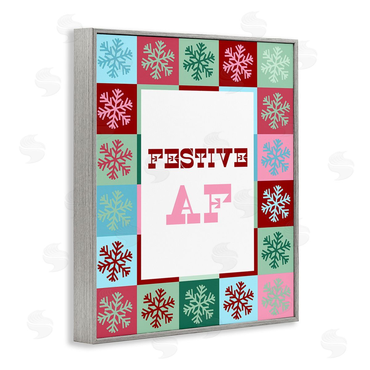 Stupell Studio Festive AF with Snowflakes Gray Framed Giclee Wall Art Print