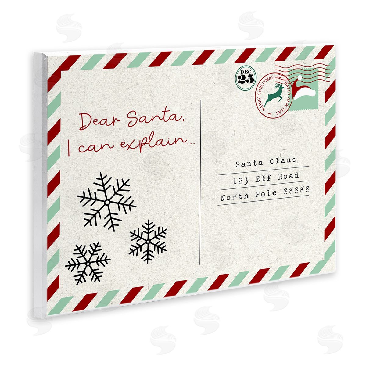 Stupell Studio Dear Santa Postcard Wooden Wall Plaque Art Print