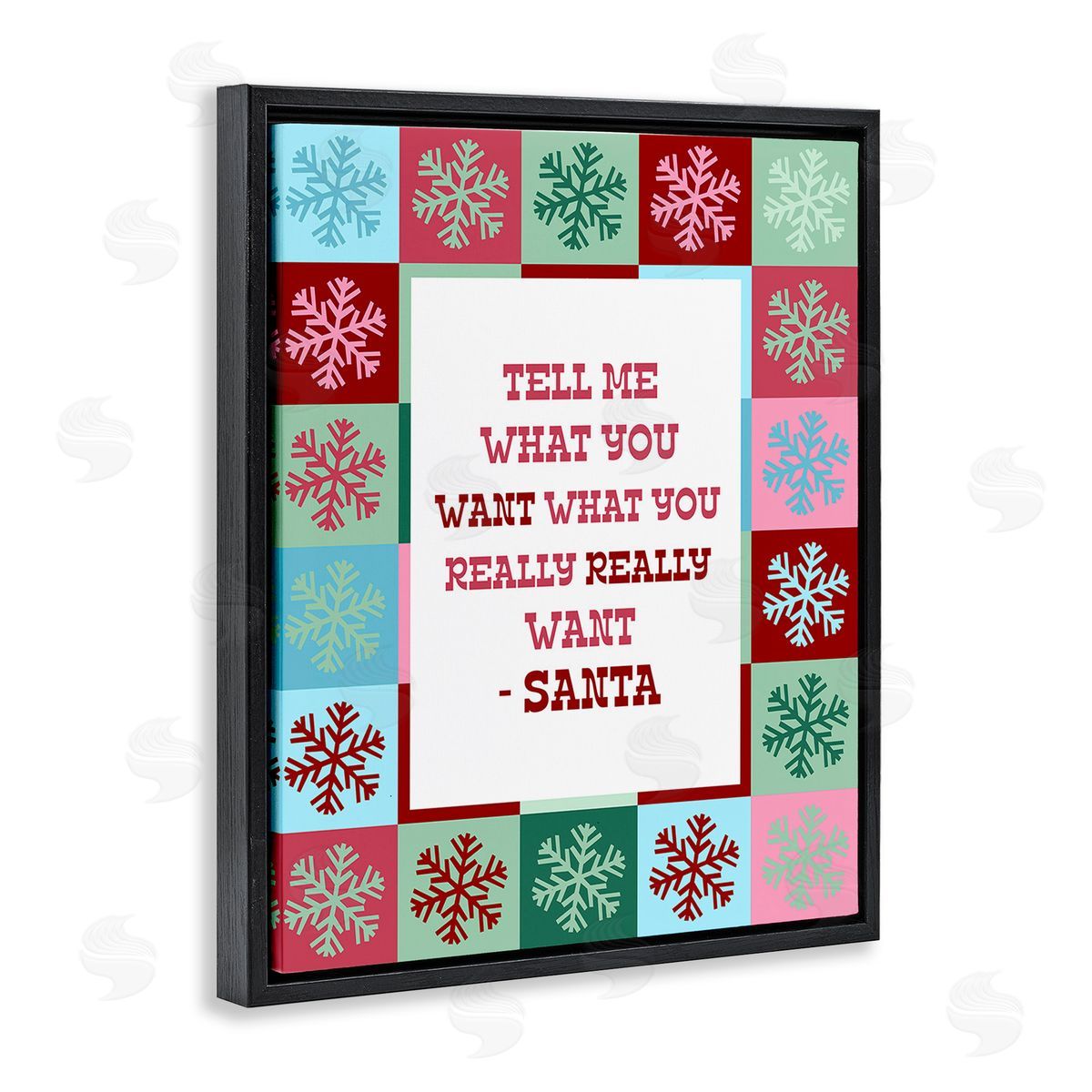 Stupell Studio Funny Santa What You Want Black Floating Frame Canvas Wall Art Print
