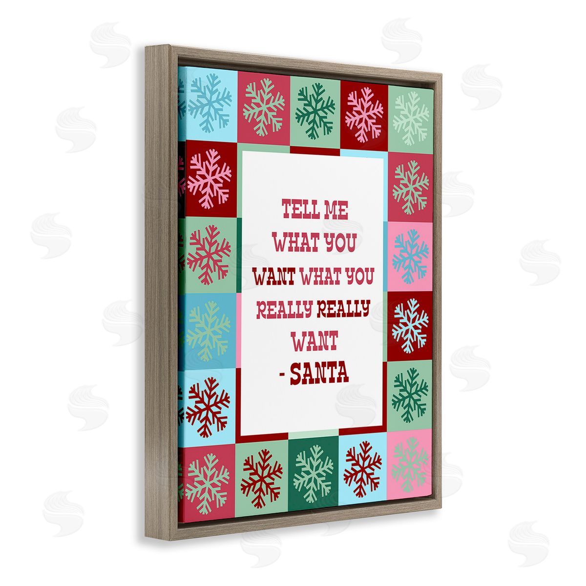 Stupell Studio Funny Santa What You Want Brown Floating Frame Canvas Wall Art Print