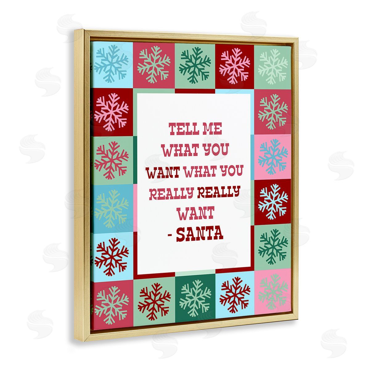Stupell Studio Funny Santa What You Want Gold Floating Frame Canvas Wall Art Print