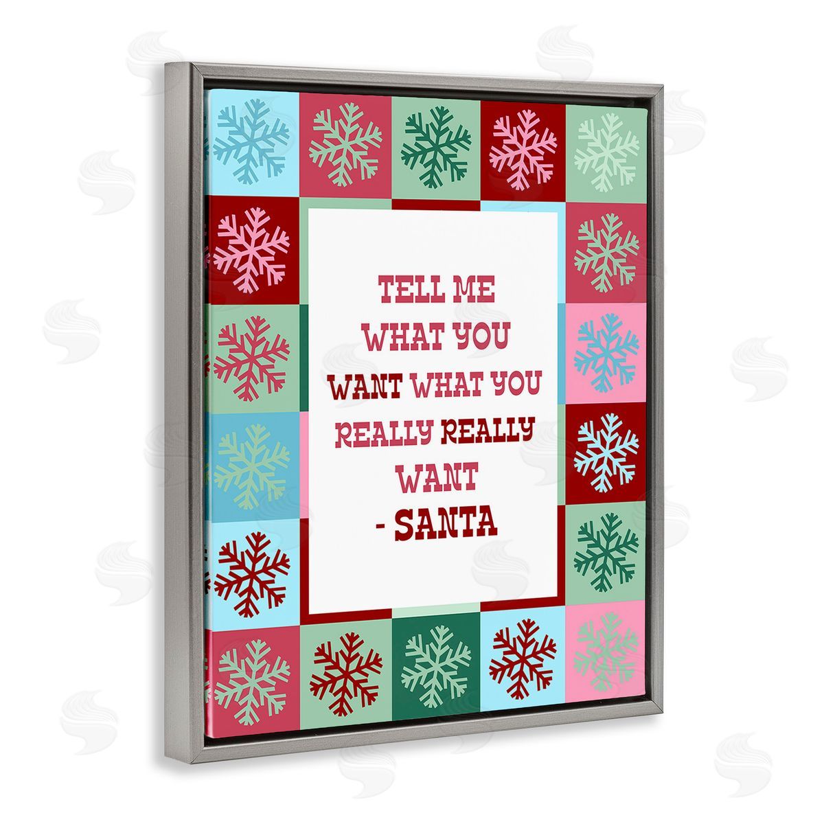 Stupell Studio Funny Santa What You Want Gray Floating Frame Canvas Wall Art Print