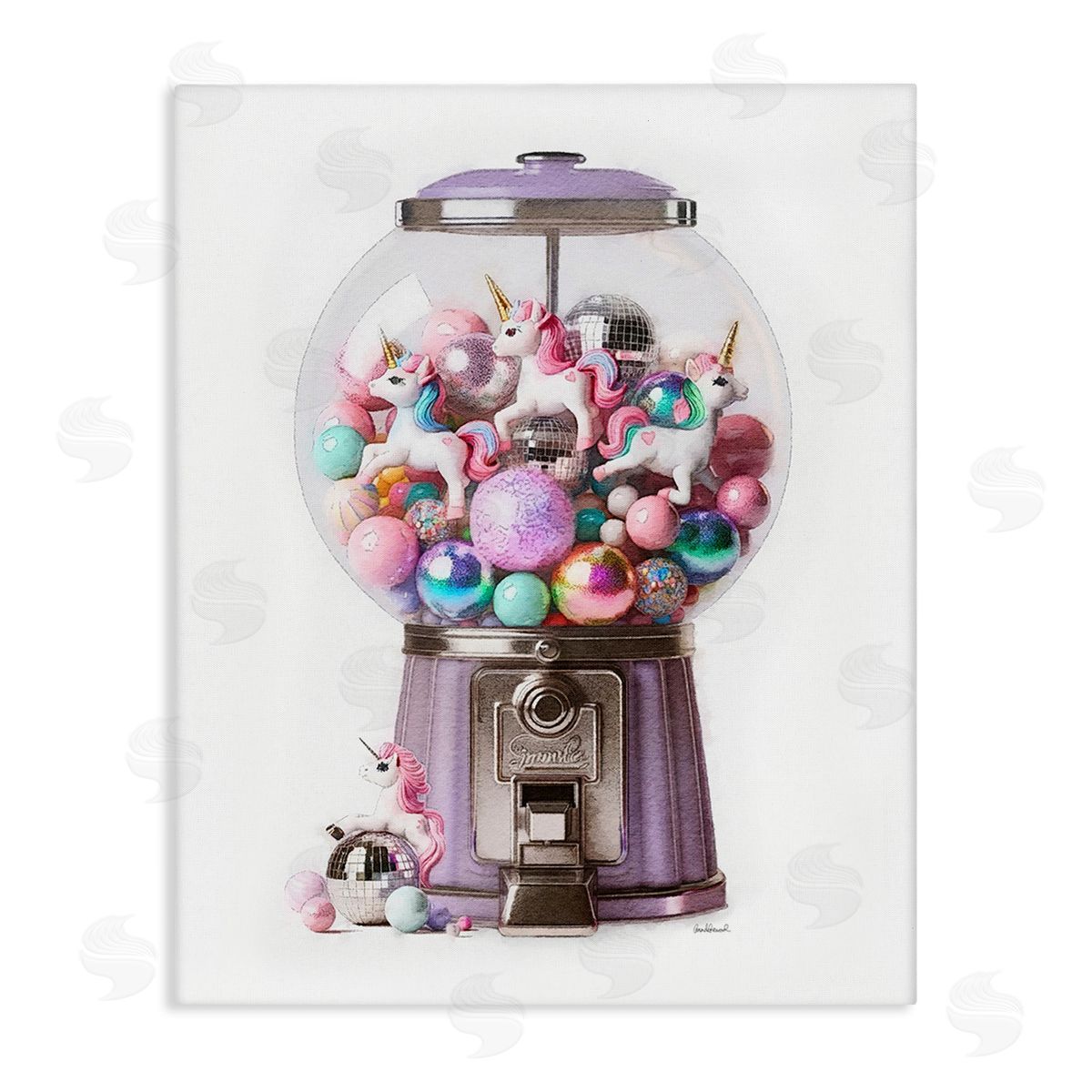 Amanda Greenwood Unicorn Gumball Machine Canvas Wall Art Print