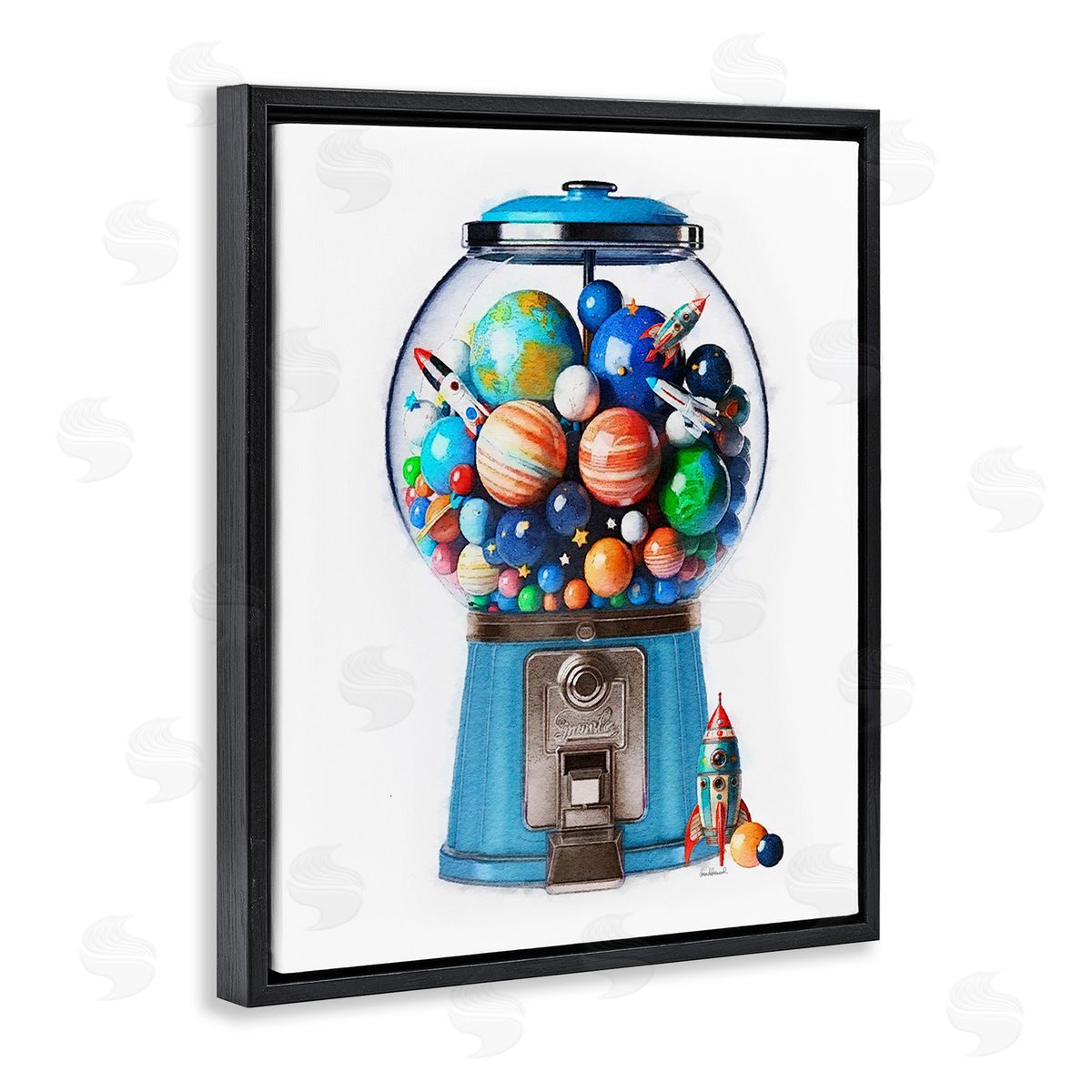 Amanda Greenwood Outer Space Candy Dispenser Black Floating Frame Canvas Wall Art Print