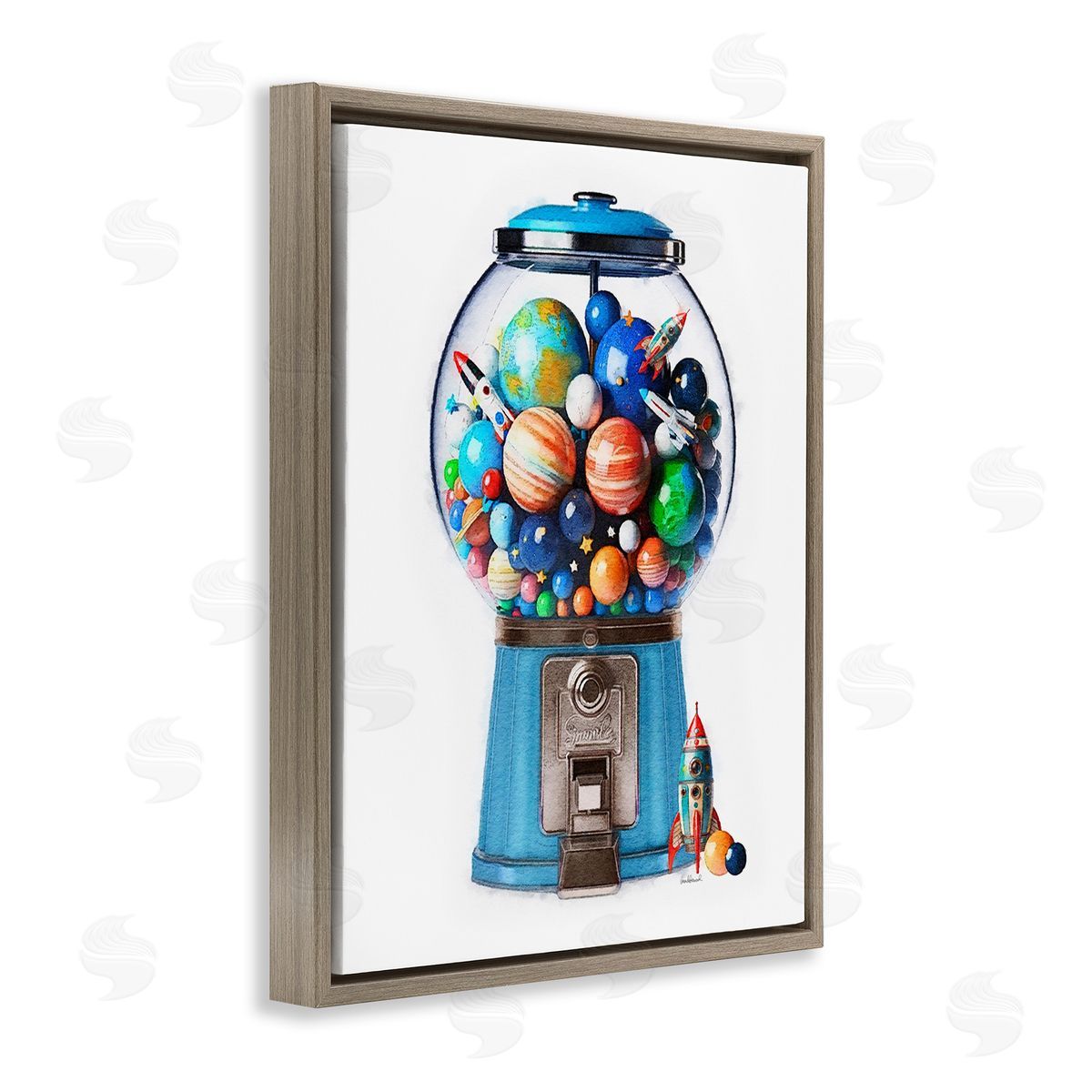 Amanda Greenwood Outer Space Candy Dispenser Brown Floating Frame Canvas Wall Art Print