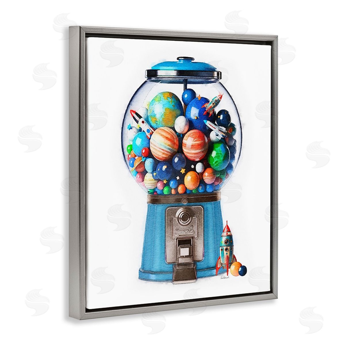 Amanda Greenwood Outer Space Candy Dispenser Gray Floating Frame Canvas Wall Art Print