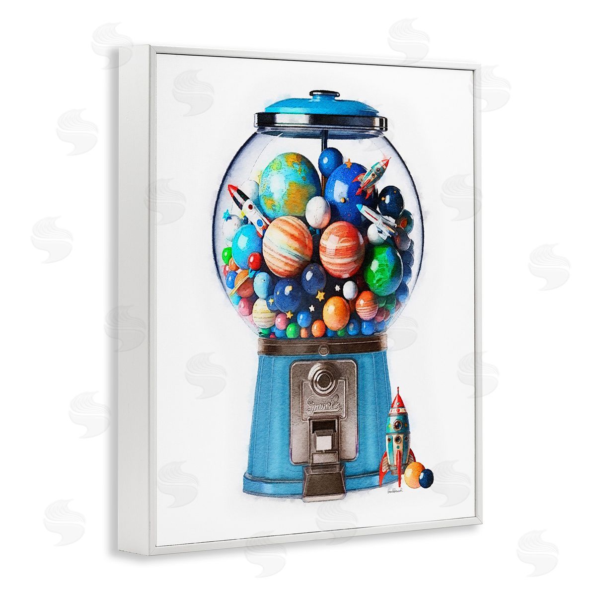 Amanda Greenwood Outer Space Candy Dispenser White Framed Giclee Wall Art Print