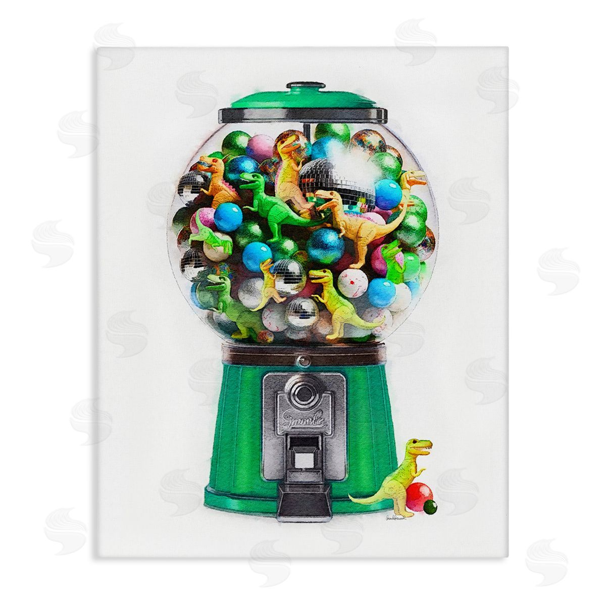 Amanda Greenwood Dinosaur Candy Dispenser Canvas Wall Art Print