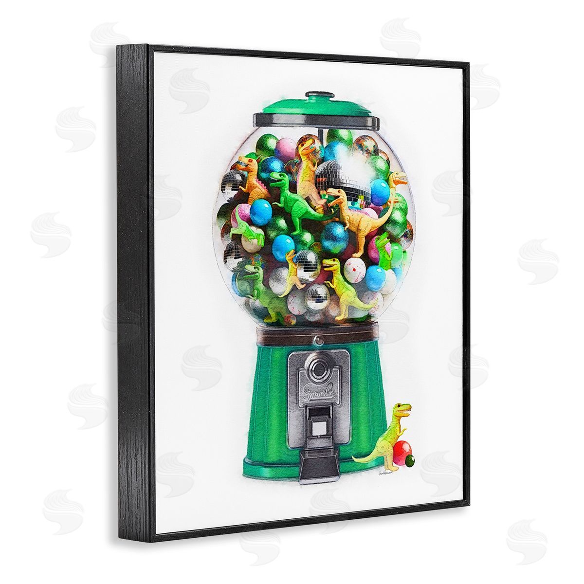 Amanda Greenwood Dinosaur Candy Dispenser Black Framed Giclee Wall Art Print