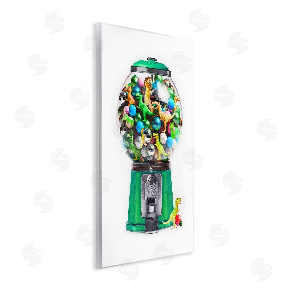 Amanda Greenwood Dinosaur Candy Dispenser Wooden Wall Plaque Art Print