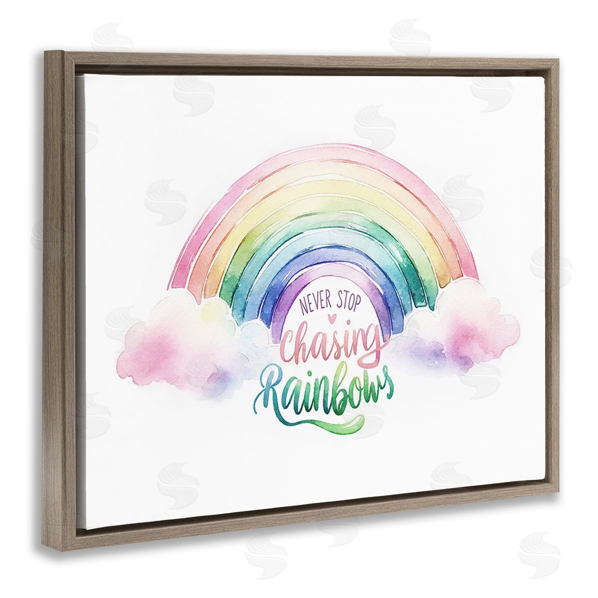 Amanda Greenwood Inspirational Chasing Rainbows Brown Floating Frame Canvas Wall Art Print