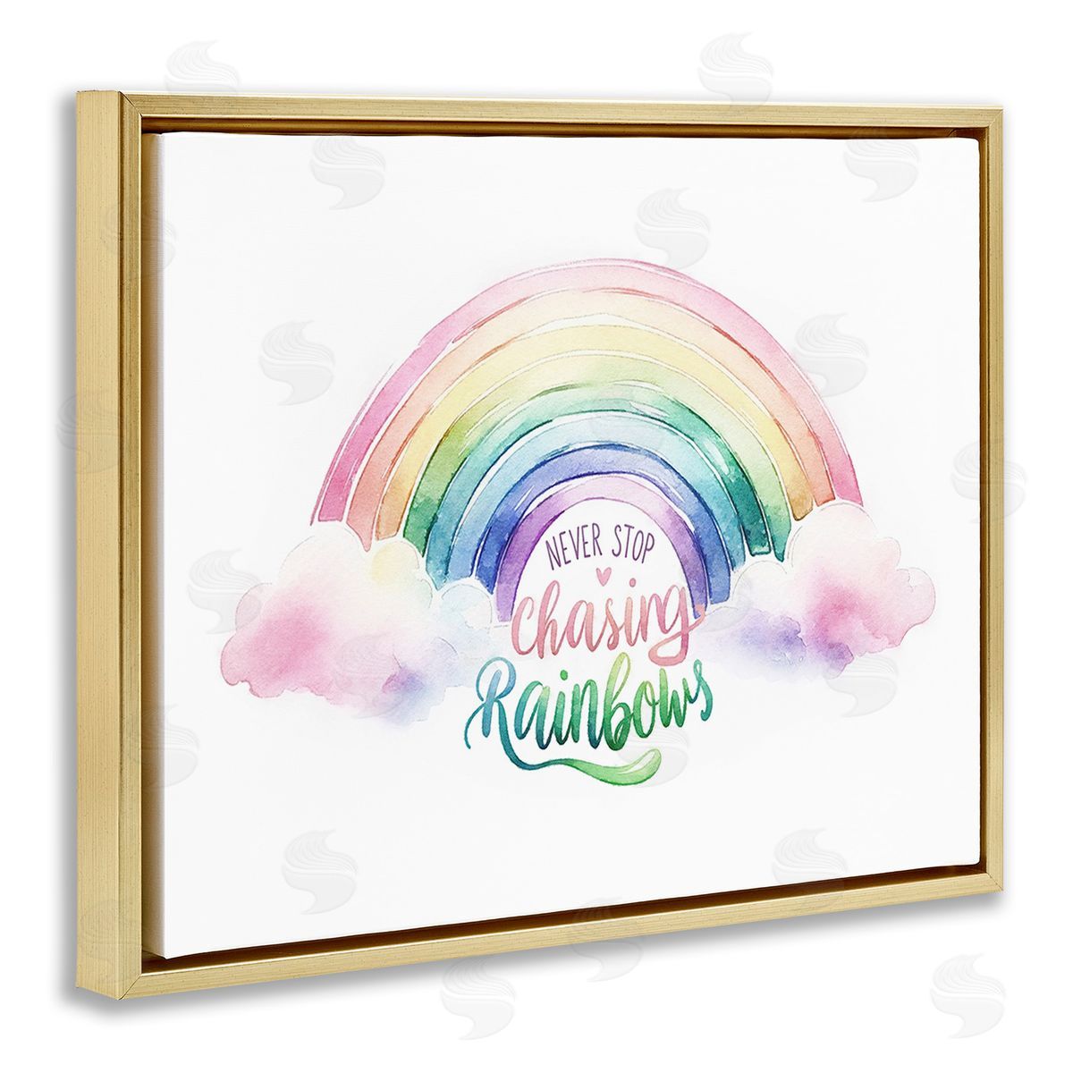 Amanda Greenwood Inspirational Chasing Rainbows Gold Floating Frame Canvas Wall Art Print