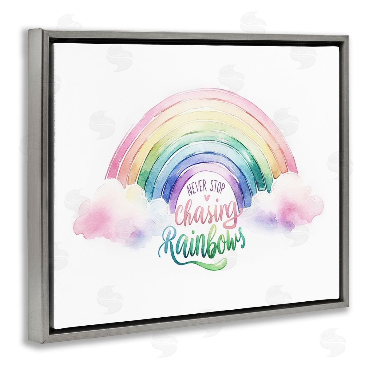 Amanda Greenwood Inspirational Chasing Rainbows Gray Floating Frame Canvas Wall Art Print